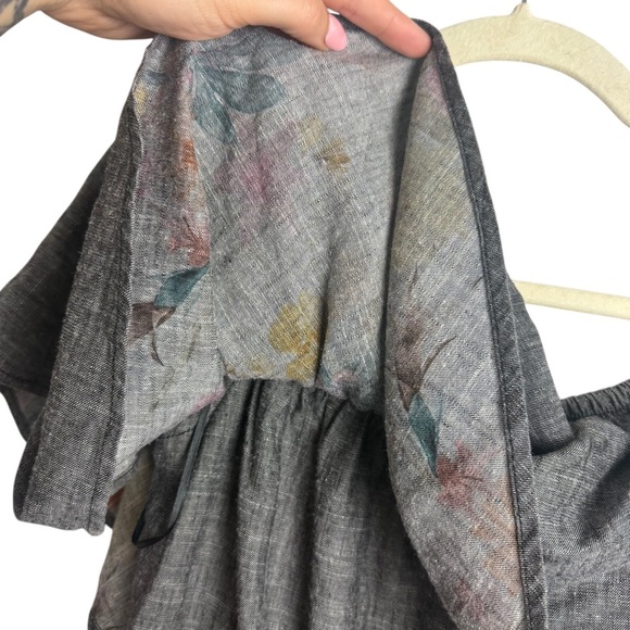 Reformation Tennessee Panama Gray Chambray Denim Ruffled Mini Dress Size Small - Picture 9 of 10